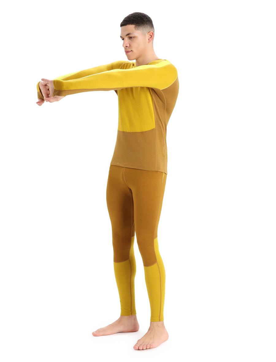 Silent Gold / Clove Icebreaker 200 ZoneKnit™ Merino Long Sleeve Crewe Men's Base Layers | AU 1326HAPK